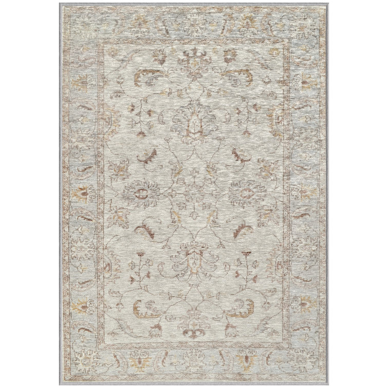 GelPro NeverMove Machine Washable Traditional Jordan Oatmeal Area Rug
